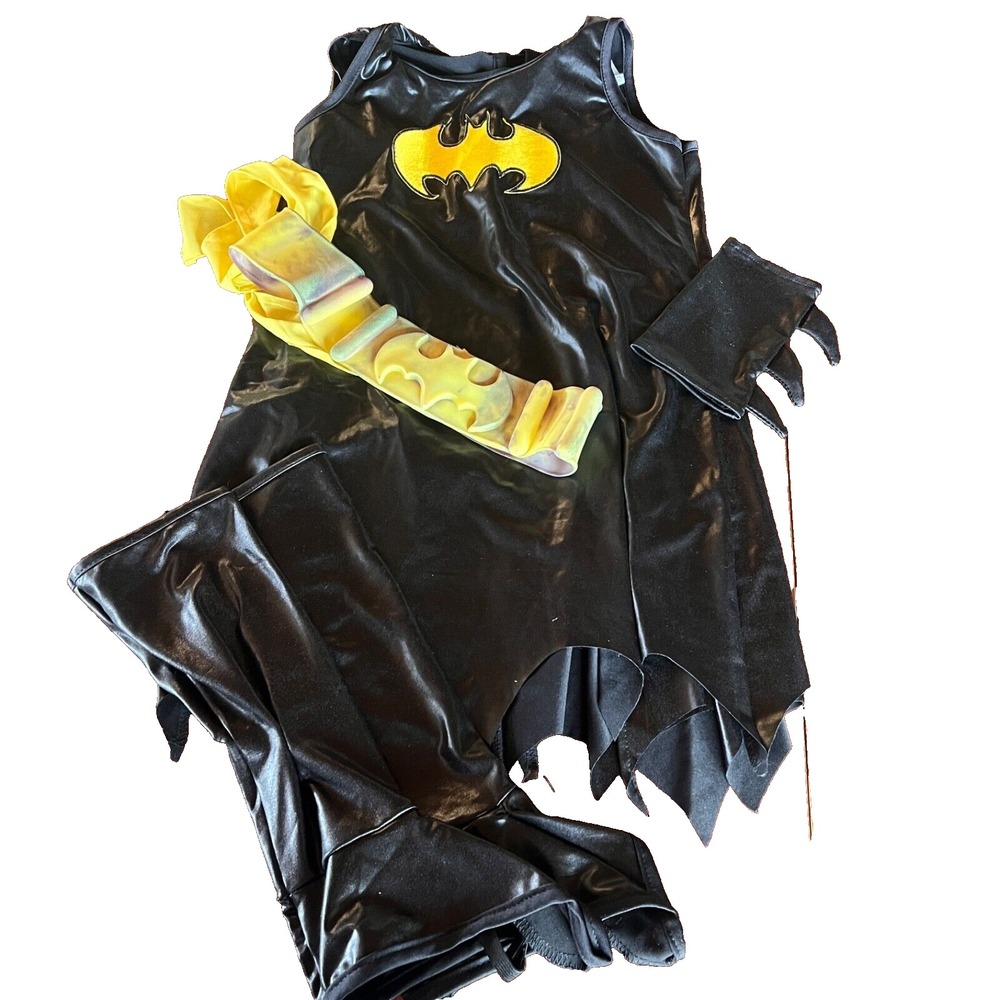Warner Bros Batgirl Dress Belt Cape Boots Armbands Girl's‎ Size Medium Costume